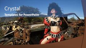  Presentation with female - Cool new presentation with young-adult-caucasian-female-dressed backdrop and a ocean colored foreground