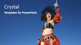  Presentation with female - Beautiful slides featuring young-adult-caucasian-female-dressed backdrop and a ocean colored foreground