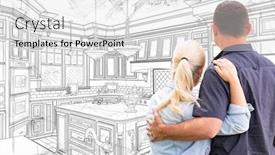  Presentation with kitchen design - PPT theme consisting of young-adult-couple-facing-custom background and a white colored foreground