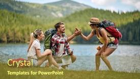  Presentation with active lifestyle - Slides having young-adult-couple-meeting background and a tawny brown colored foreground