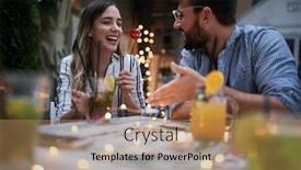  Presentation with child and adult talking - Slide deck having young-adult-couple-talking background and a coral colored foreground