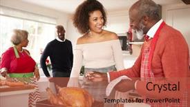  Presentation with family talking - Colorful PPT theme enhanced with young adult family members backdrop and a red colored foreground