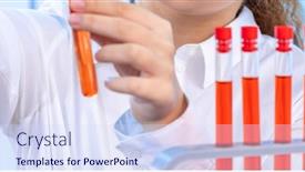  Presentation with pipette - Presentation design featuring young-adult-female-student background and a sky blue colored foreground