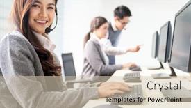  Presentation with technical service - PPT theme having young-adult-friendly-and-confidence background and a soft green colored foreground