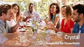  Presentation with aircraft six sigma - Colorful PPT theme enhanced with young adult friends having coffee backdrop and a coral colored foreground