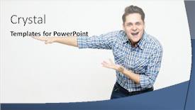  Presentation with promote - Slide set enhanced with young-adult-handsome-man-promote background and a white colored foreground