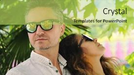  Presentation with big city love - Slide set consisting of young adult in love couple background and a  colored foreground