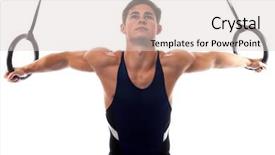  Presentation with record audio studio - Colorful presentation theme enhanced with young adult male gymnast studio backdrop and a lemonade colored foreground