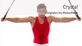  Presentation with violin sympfonic studio - Presentation consisting of young adult male gymnast studio background and a light gray colored foreground