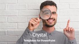  Presentation with special education young adult man - Cool new presentation theme with brick wall using magnifying glass backdrop and a light gray colored foreground