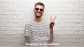  Presentation with white brick - Cool new slide deck with young-adult-man-wearing-sunglasses backdrop and a gray colored foreground