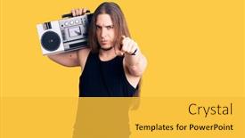  Presentation with long hair man - Slide deck having young-adult-man-with-long background and a yellow colored foreground