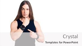  Presentation with long hair man - Colorful PPT theme enhanced with young-adult-man-with-long backdrop and a white colored foreground