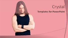  Presentation with long hair man - Presentation theme having young-adult-man-with-long background and a coral colored foreground