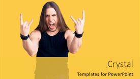  Presentation with long hair - Colorful slide set enhanced with young-adult-man-with-long backdrop and a yellow colored foreground