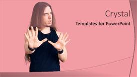  Presentation with forbidden - Amazing PPT layouts having young-adult-man-with-long backdrop and a coral colored foreground