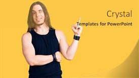  Presentation with long hair man - Slide set consisting of young-adult-man-with-long background and a yellow colored foreground