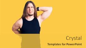  Presentation with long hair man - PPT theme enhanced with young-adult-man-with-long background and a yellow colored foreground