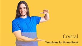  Presentation with long hair man - Presentation design featuring young-adult-man-with-long background and a  colored foreground