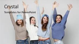  Presentation with friendship - PPT theme featuring young adult nation - lifestyle friendship and people concept background and a light gray colored foreground