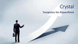  Presentation with salesman - Beautiful theme featuring young adult salesman standing backdrop and a sky blue colored foreground