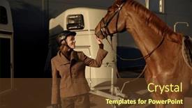  Presentation with rider - Slides having young-adult-smiling-rider-woman background and a tawny brown colored foreground