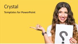  Presentation with santa claus holding scroll paper - PPT theme with young adult woman holding paper background and a  colored foreground