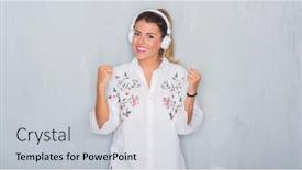  Presentation with listening woman - Theme featuring young-adult-woman-over-grey and a  colored foreground