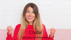  Presentation with floral border over white - Beautiful PPT theme featuring young adult woman over white backdrop and a red colored foreground