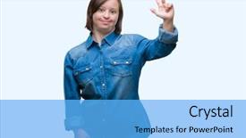  Presentation with down syndrom - Amazing PPT layouts having young adult woman with down backdrop and a light blue colored foreground