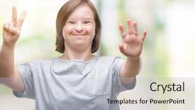  Presentation with down syndrome - Theme enhanced with young adult woman with down background and a  colored foreground