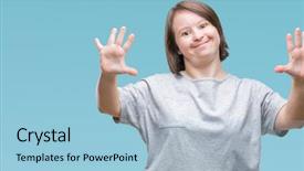  Presentation with down syndrome - Audience pleasing presentation consisting of young adult woman with down backdrop and a  colored foreground