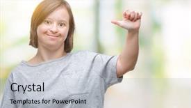  Presentation with down syndrome - Colorful theme enhanced with young adult woman with down backdrop and a  colored foreground