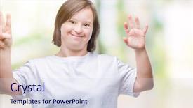  Presentation with down syndrome children disability school - Beautiful theme featuring young adult woman with down backdrop and a  colored foreground