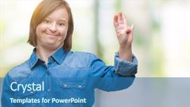  Presentation with dental down syndrome - PPT theme with young adult woman with down background and a  colored foreground