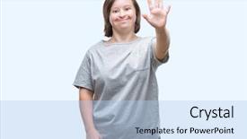  Presentation with down syndrome - Audience pleasing theme consisting of young adult woman with down backdrop and a light blue colored foreground