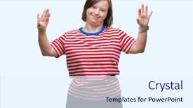  Presentation with down syndrome - Theme with young adult woman with down background and a  colored foreground