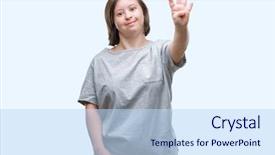  Presentation with down syndrome - Theme enhanced with young adult woman with down background and a  colored foreground