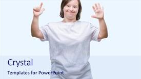  Presentation with down syndrome - Presentation design featuring young adult woman with down background and a  colored foreground