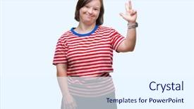  Presentation with down syndrome - Beautiful slide deck featuring young adult woman with down backdrop and a sky blue colored foreground