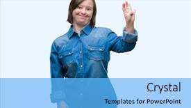  Presentation with down syndrome children disability school - Beautiful PPT layouts featuring young adult woman with down backdrop and a  colored foreground