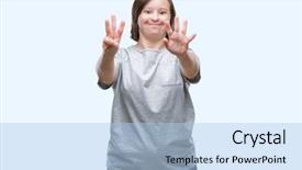  Presentation with down syndrome - Beautiful PPT theme featuring young adult woman with down backdrop and a light blue colored foreground