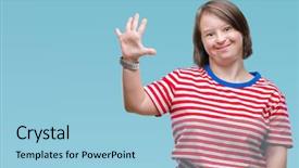  Presentation with down syndrome special education - Slide deck enhanced with young adult woman with down background and a  colored foreground