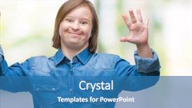  Presentation with down syndrome children disability school - Slide deck consisting of young adult woman with down background and a  colored foreground