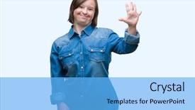  Presentation with down syndrome - Audience pleasing PPT theme consisting of young adult woman with down backdrop and a light blue colored foreground