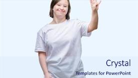  Presentation with down syndrom - Theme having young adult woman with down background and a  colored foreground