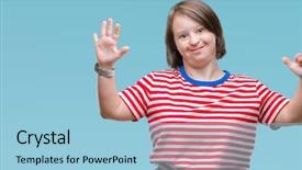  Presentation with dental down syndrome - Presentation design having young adult woman with down background and a  colored foreground