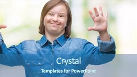  Presentation with down syndrome - Presentation theme featuring young adult woman with down background and a teal colored foreground