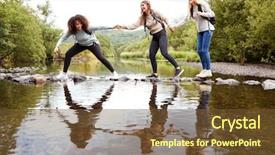  Presentation with free helping hand - PPT theme having young adult women hold hand background and a tawny brown colored foreground