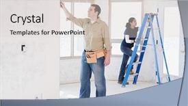  Presentation with work the word in your life - Cool new slide deck with young adulthood - couple doing building work backdrop and a  colored foreground